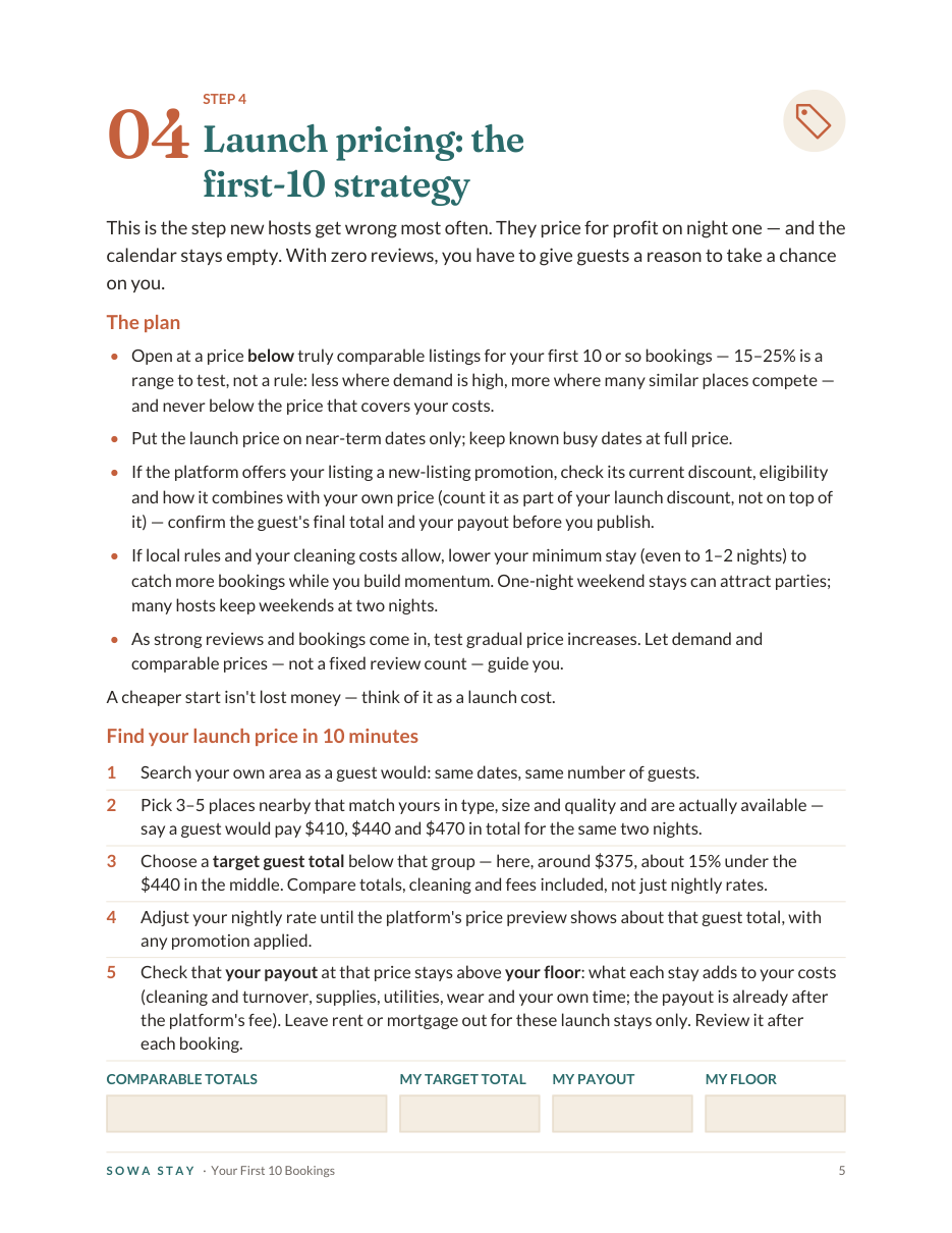 Launch pricing page with a 10-minute method and fill-in boxes